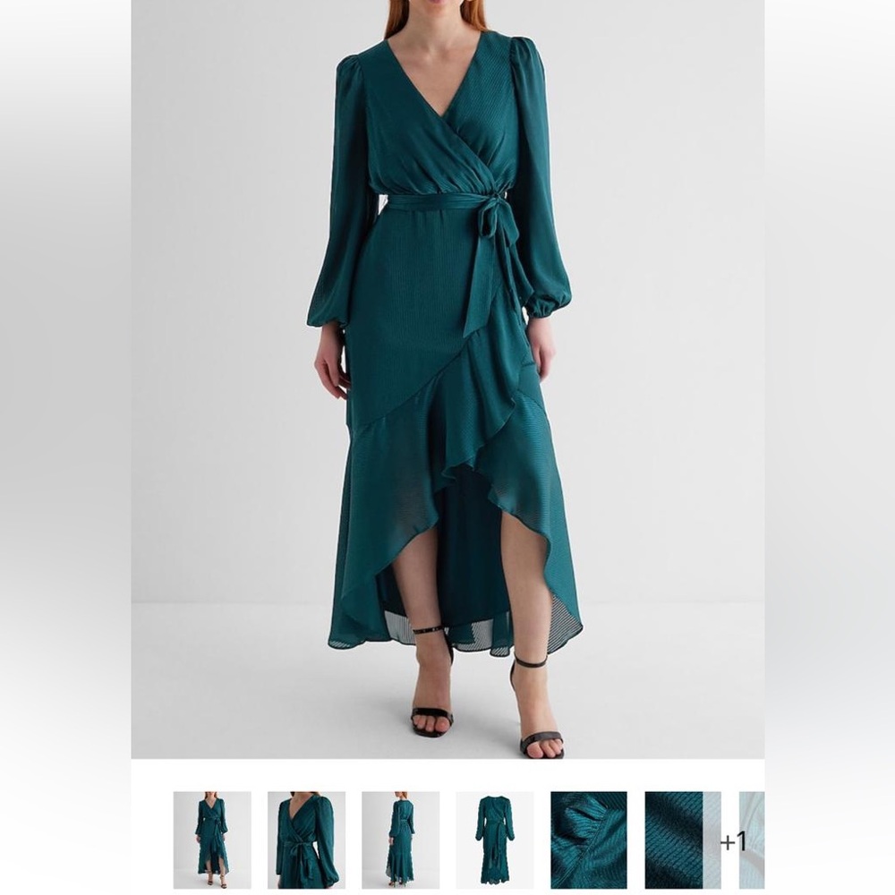 Gorgeous Peacock Teal Express Holiday Dress with Sash Tie XL for easy eating!